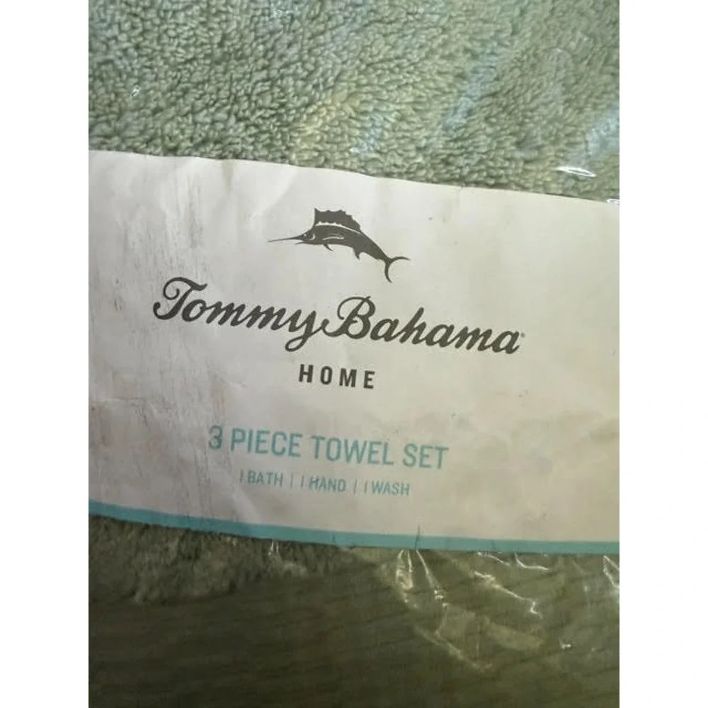 Tommy Bahama Cliff Side 3 Piece Bath Towel Set Lt Green Bath Hand Washcloth NEW
